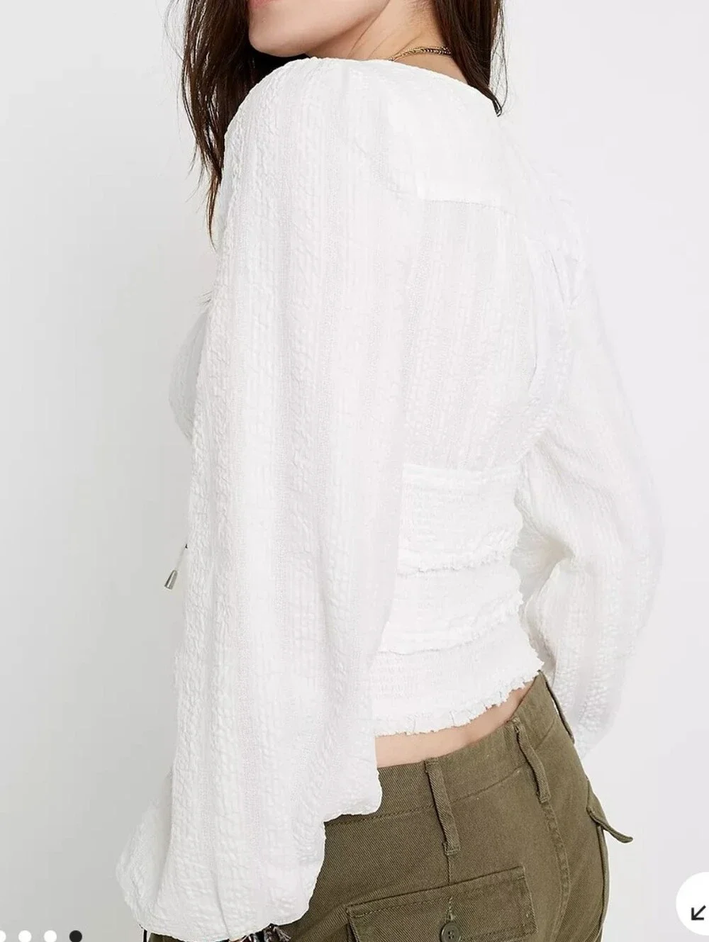 Free People Women's White Lola Cropped Boho Style Top
